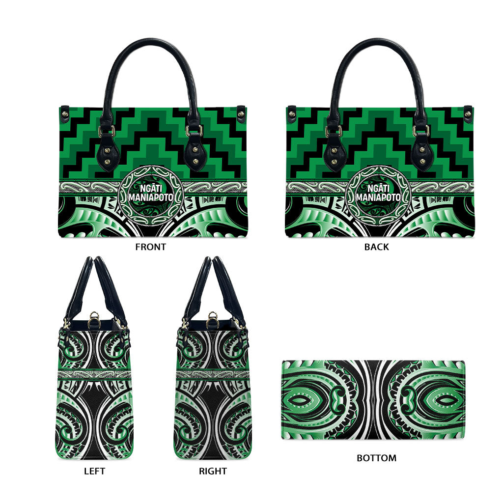 Aotearoa Ngati Maniapoto Leather Bag Maori Iwi Poutama Puhoro Tattoo LT14 - Polynesian Pride