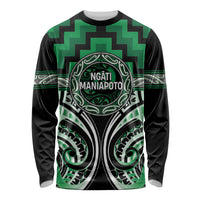 Aotearoa Ngati Maniapoto Personalised Long Sleeve Shirt Maori Iwi Poutama Puhoro Tattoo LT14 Unisex Green - Polynesian Pride