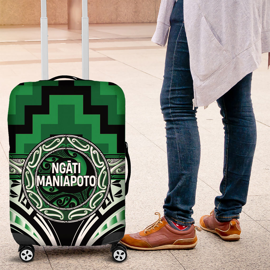 Aotearoa Ngati Maniapoto Luggage Cover Maori Iwi Poutama Puhoro Tattoo LT14 Green - Polynesian Pride
