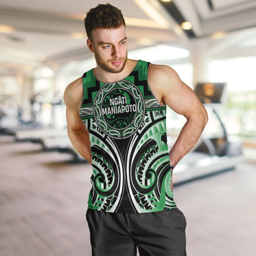 Aotearoa Ngati Maniapoto Personalised Men Tank Top Maori Iwi Poutama Puhoro Tattoo LT14 Green - Polynesian Pride