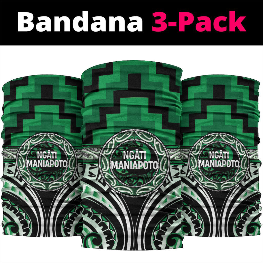 Aotearoa Ngati Maniapoto Neck Gaiter Maori Iwi Poutama Puhoro Tattoo LT14 package One Size: 25*50cm Green - Polynesian Pride