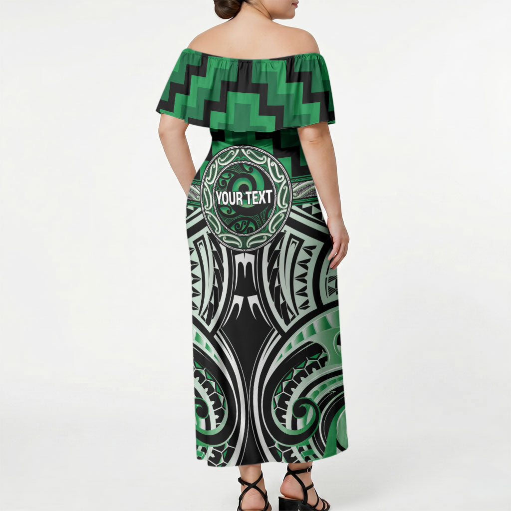 Aotearoa Ngati Maniapoto Personalised Off Shoulder Maxi Dress Maori Iwi Poutama Puhoro Tattoo LT14 - Polynesian Pride