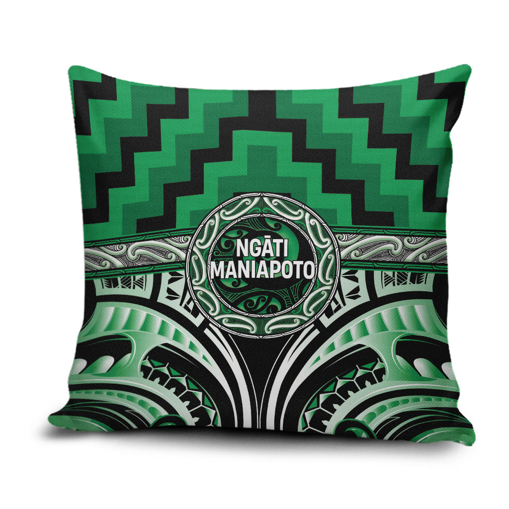 Aotearoa Ngati Maniapoto Pillow Cover Maori Iwi Poutama Puhoro Tattoo LT14 Green - Polynesian Pride