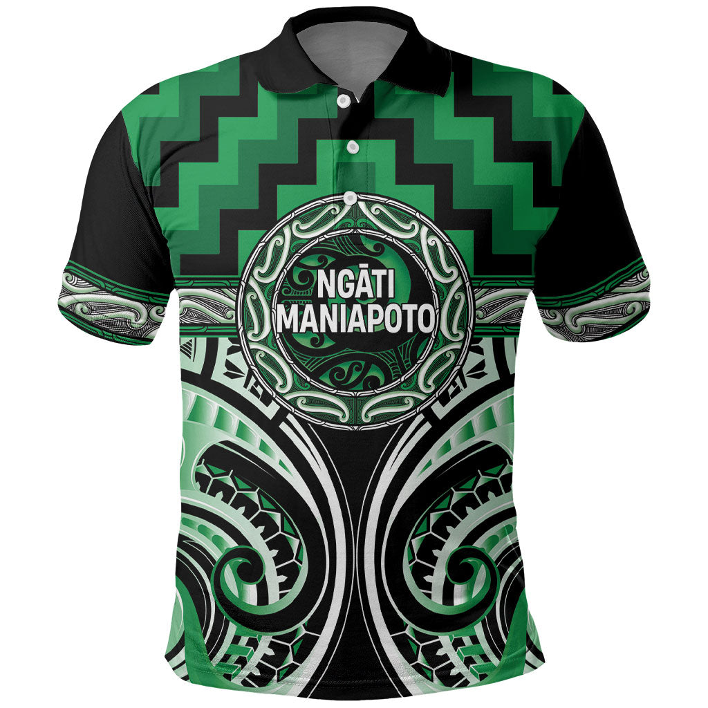 Aotearoa Ngati Maniapoto Personalised Polo Shirt Maori Iwi Poutama Puhoro Tattoo LT14 Green - Polynesian Pride