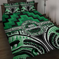 Aotearoa Ngati Maniapoto Quilt Bed Set Maori Iwi Poutama Puhoro Tattoo LT14 Green - Polynesian Pride
