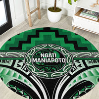 Aotearoa Ngati Maniapoto Round Carpet Maori Iwi Poutama Puhoro Tattoo LT14 Green - Polynesian Pride