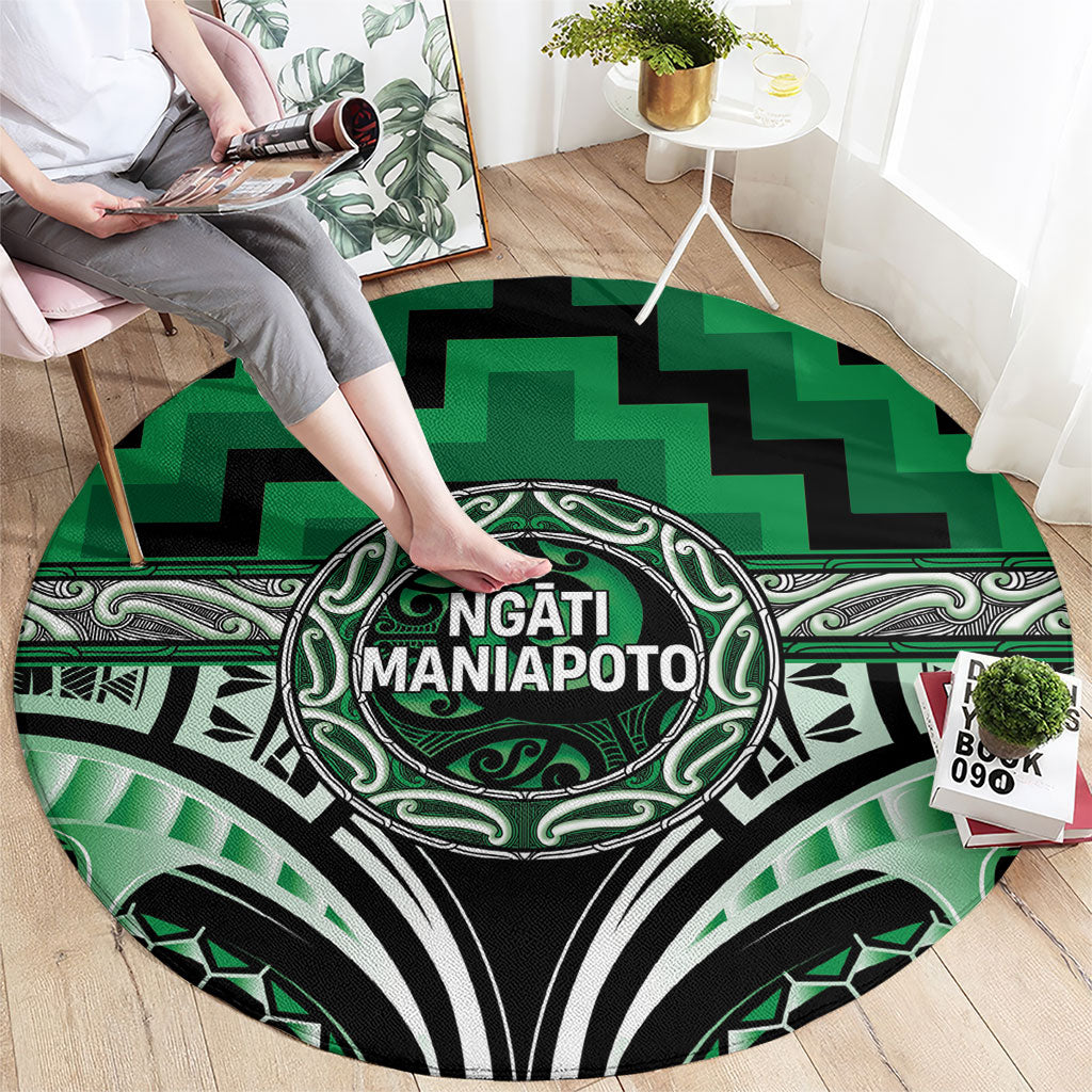 Aotearoa Ngati Maniapoto Round Carpet Maori Iwi Poutama Puhoro Tattoo LT14 - Polynesian Pride