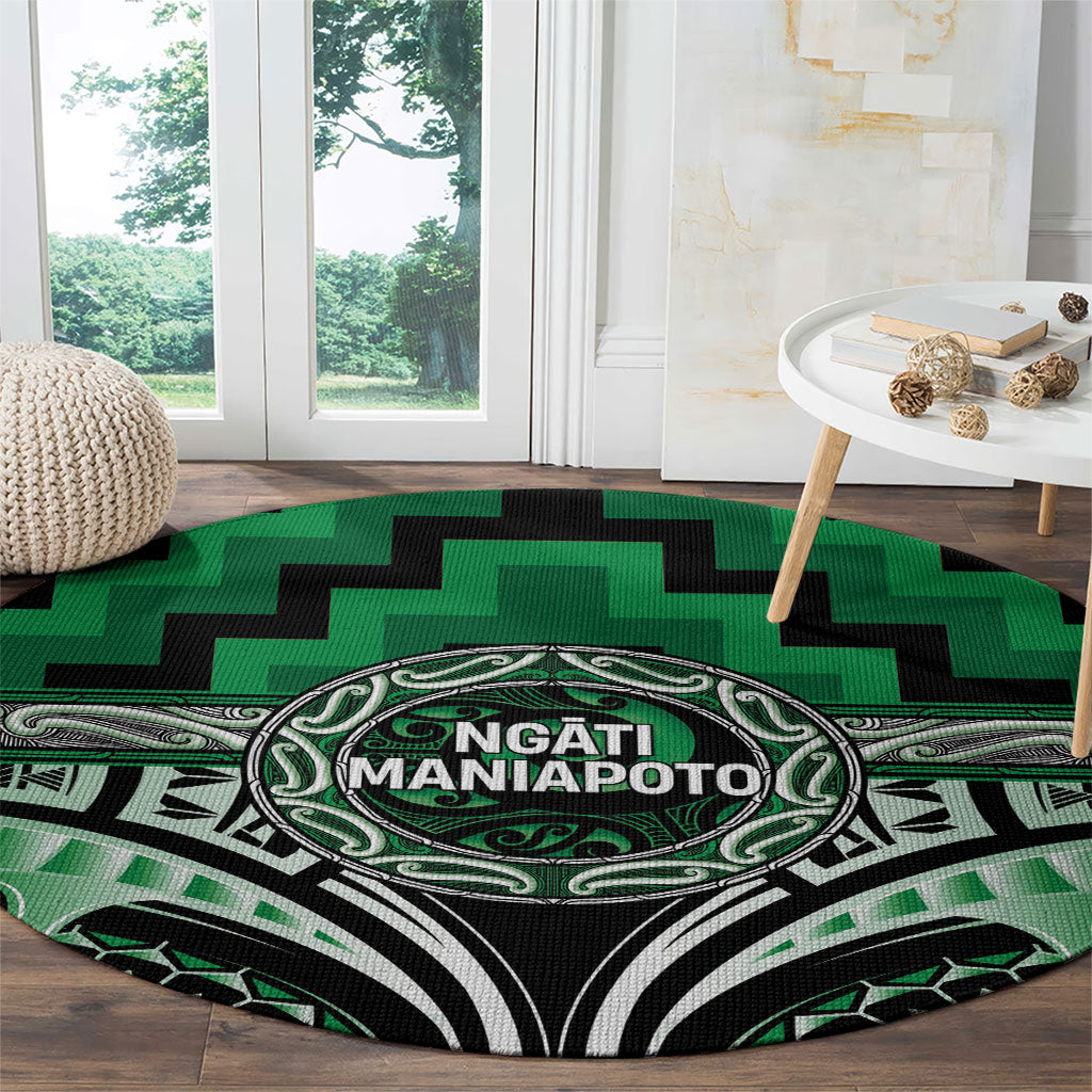 Aotearoa Ngati Maniapoto Round Carpet Maori Iwi Poutama Puhoro Tattoo LT14 - Polynesian Pride