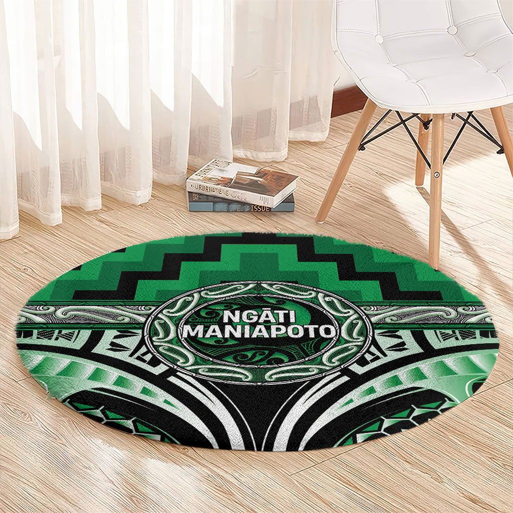 Aotearoa Ngati Maniapoto Round Carpet Maori Iwi Poutama Puhoro Tattoo LT14 - Polynesian Pride