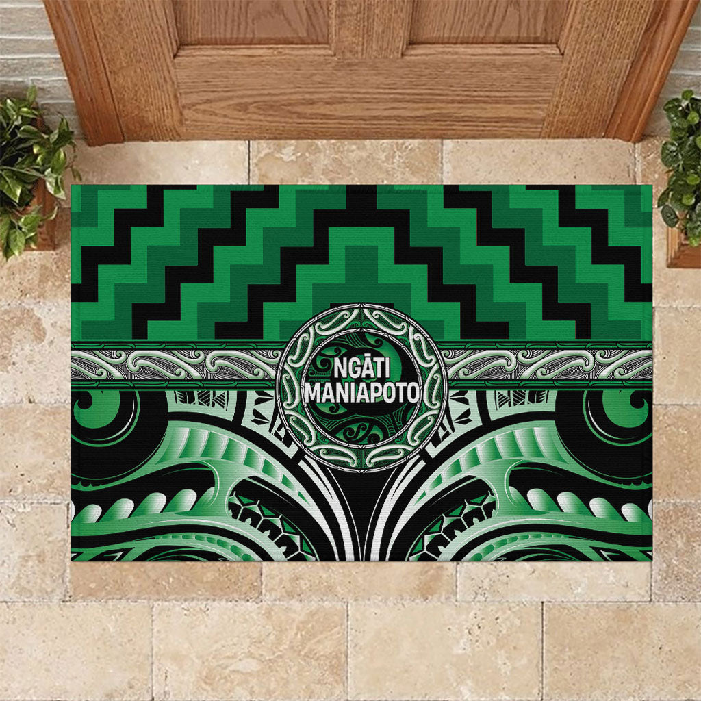 Aotearoa Ngati Maniapoto Rubber Doormat Maori Iwi Poutama Puhoro Tattoo LT14 Green - Polynesian Pride