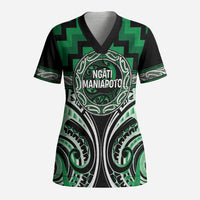 Aotearoa Ngati Maniapoto Personalised Scrub Top Maori Iwi Poutama Puhoro Tattoo LT14 Adult Green - Polynesian Pride