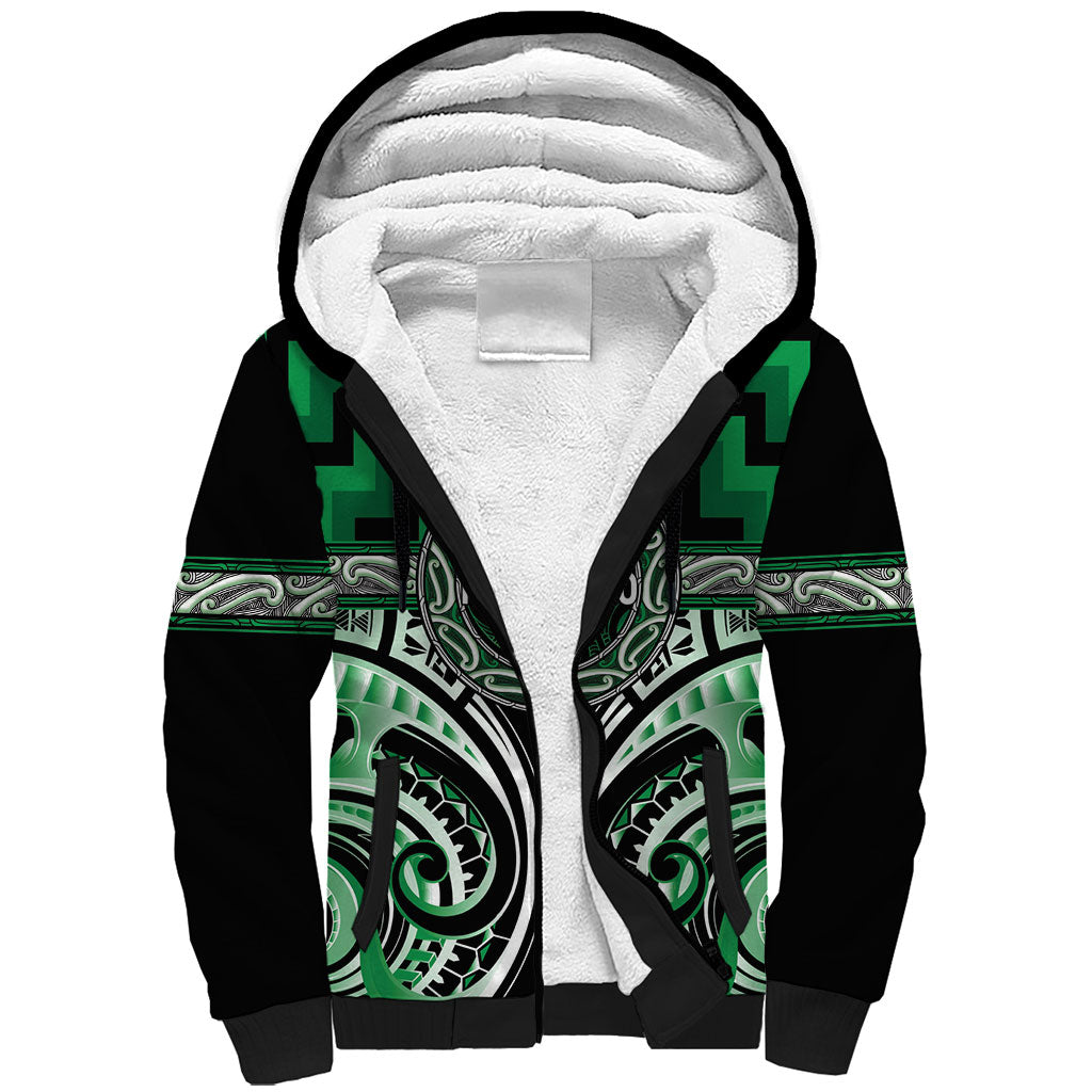 Aotearoa Ngati Maniapoto Personalised Sherpa Hoodie Maori Iwi Poutama Puhoro Tattoo LT14 Unisex Green - Polynesian Pride