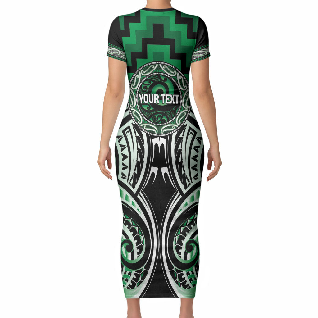 Aotearoa Ngati Maniapoto Personalised Short Sleeve Bodycon Dress Maori Iwi Poutama Puhoro Tattoo LT14 - Polynesian Pride