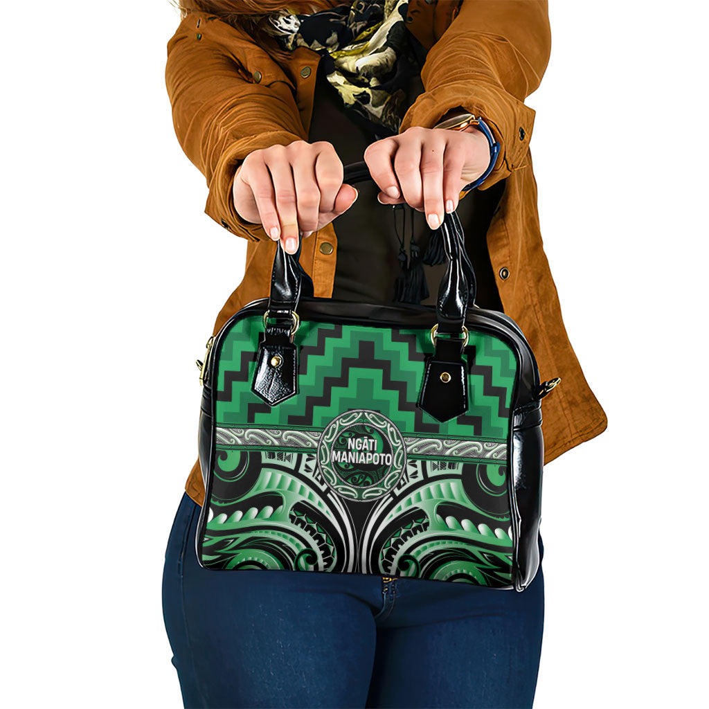 Aotearoa Ngati Maniapoto Shoulder Handbag Maori Iwi Poutama Puhoro Tattoo LT14 One Size Green - Polynesian Pride