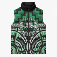 Aotearoa Ngati Maniapoto Personalised Sleeveless Puffer Jacket Maori Iwi Poutama Puhoro Tattoo LT14 Unisex Green - Polynesian Pride