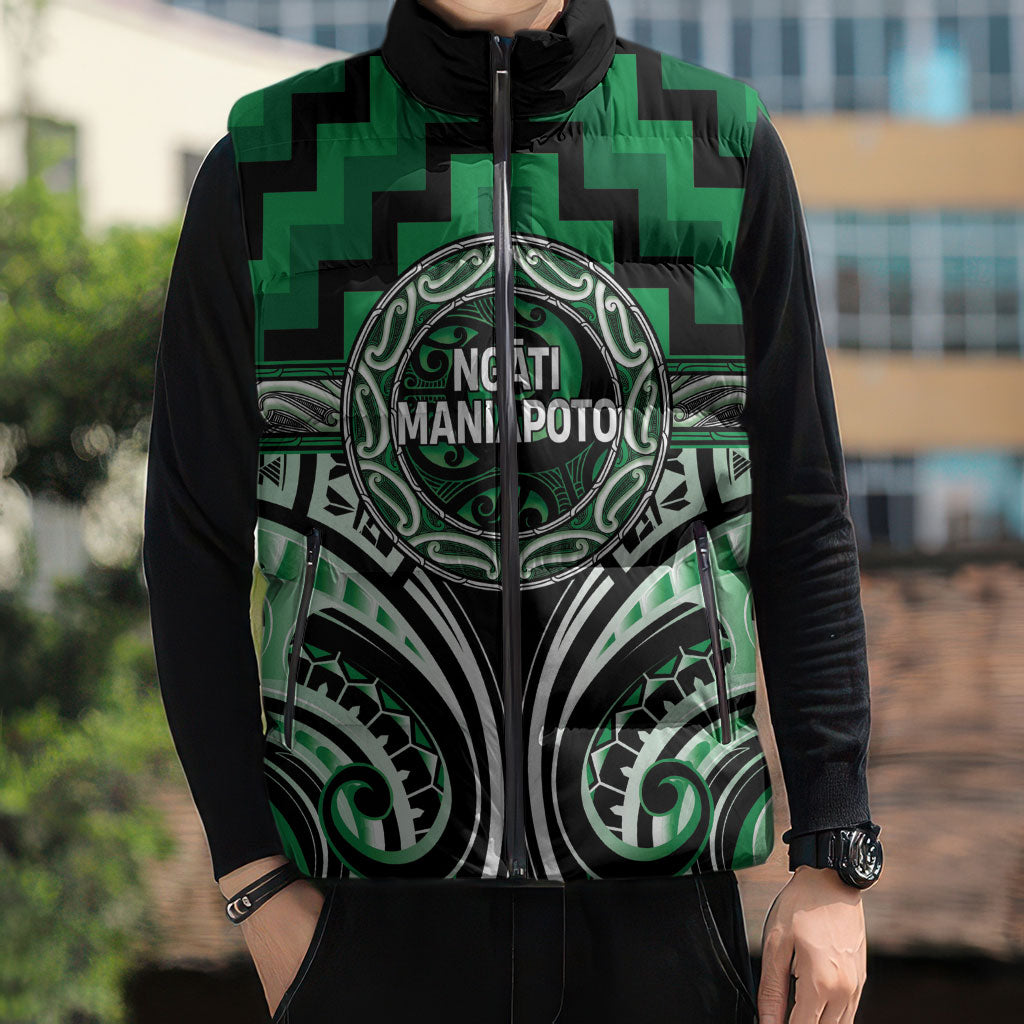 Aotearoa Ngati Maniapoto Personalised Sleeveless Puffer Jacket Maori Iwi Poutama Puhoro Tattoo LT14 - Polynesian Pride