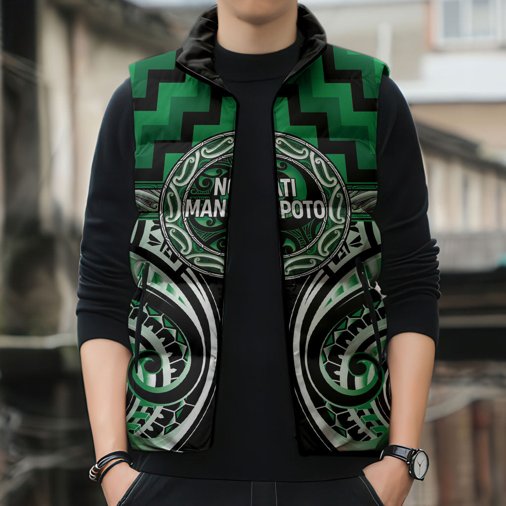 Aotearoa Ngati Maniapoto Personalised Sleeveless Puffer Jacket Maori Iwi Poutama Puhoro Tattoo LT14 - Polynesian Pride