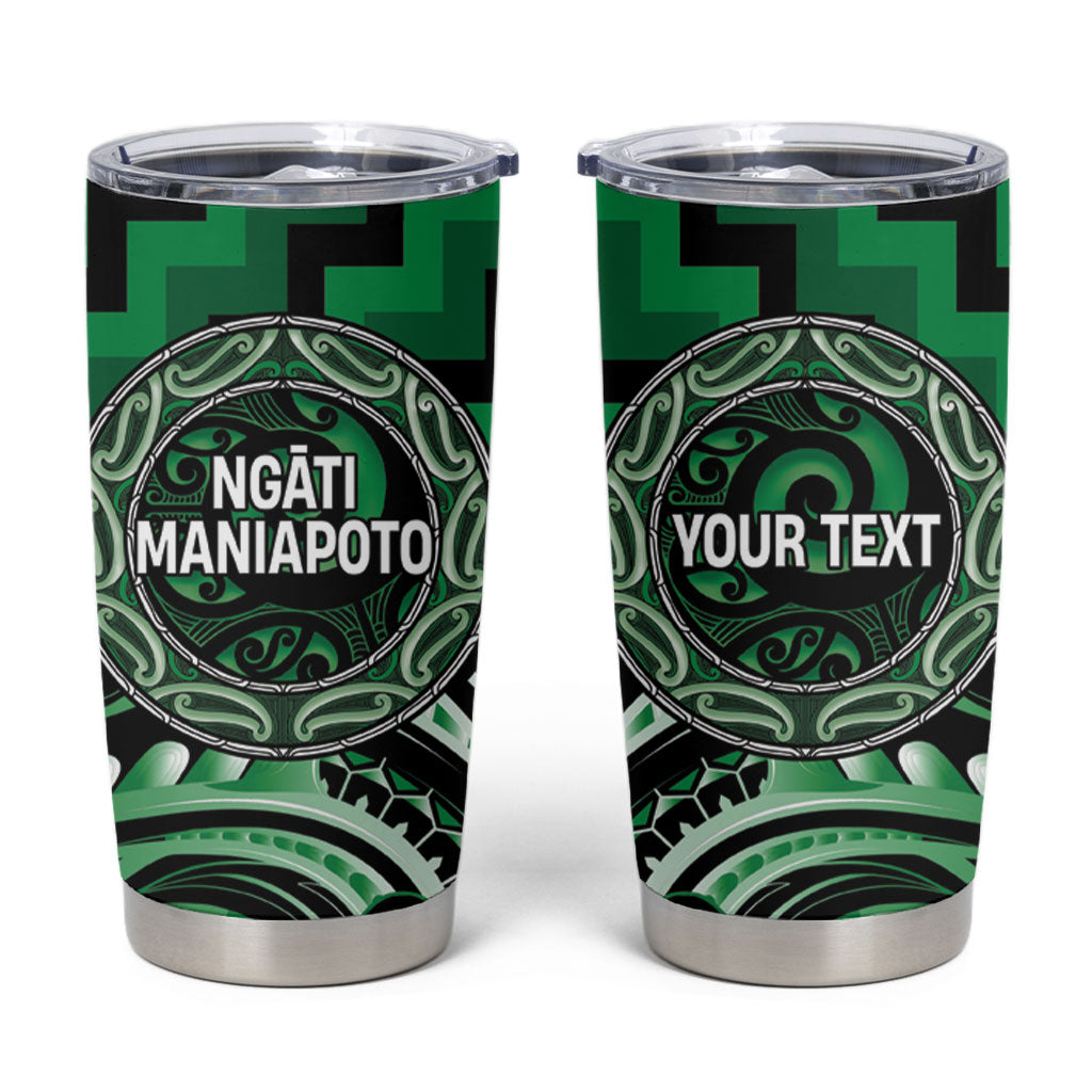 Aotearoa Ngati Maniapoto Personalised Tumbler Cup Maori Iwi Poutama Puhoro Tattoo LT14 Green - Polynesian Pride
