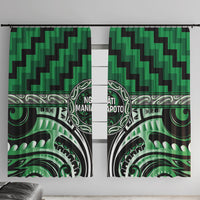 Aotearoa Ngati Maniapoto Window Curtain Maori Iwi Poutama Puhoro Tattoo LT14 With Hooks Green - Polynesian Pride
