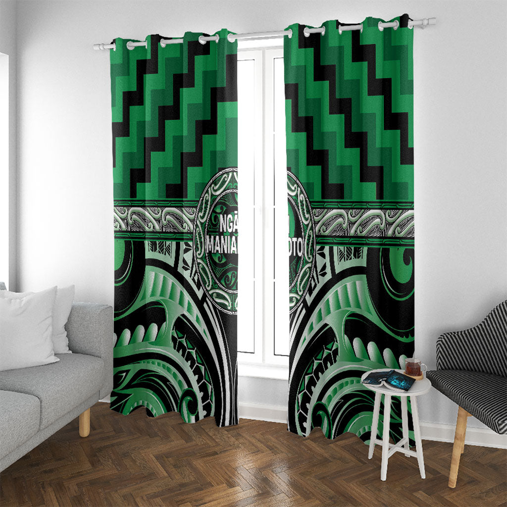 Aotearoa Ngati Maniapoto Window Curtain Maori Iwi Poutama Puhoro Tattoo LT14 With Grommets Green - Polynesian Pride