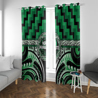 Aotearoa Ngati Maniapoto Window Curtain Maori Iwi Poutama Puhoro Tattoo LT14 With Grommets Green - Polynesian Pride