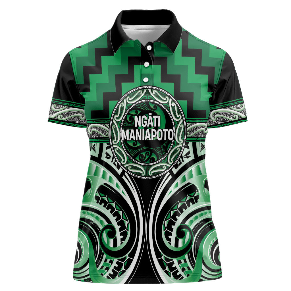 Aotearoa Ngati Maniapoto Personalised Women Polo Shirt Maori Iwi Poutama Puhoro Tattoo LT14 Female Green - Polynesian Pride