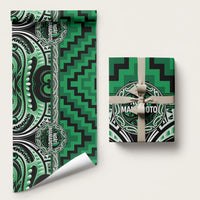Aotearoa Ngati Maniapoto Wrapping Paper Maori Iwi Poutama Puhoro Tattoo LT14 58" × 23" Green - Polynesian Pride