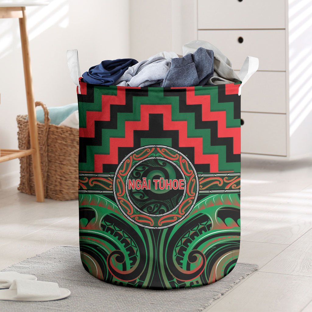 Aotearoa Ngai Tuhoe Laundry Basket Maori Iwi Poutama Puhoro Tattoo LT14 Green - Polynesian Pride