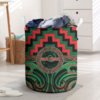 Aotearoa Ngai Tuhoe Laundry Basket Maori Iwi Poutama Puhoro Tattoo LT14 Green - Polynesian Pride