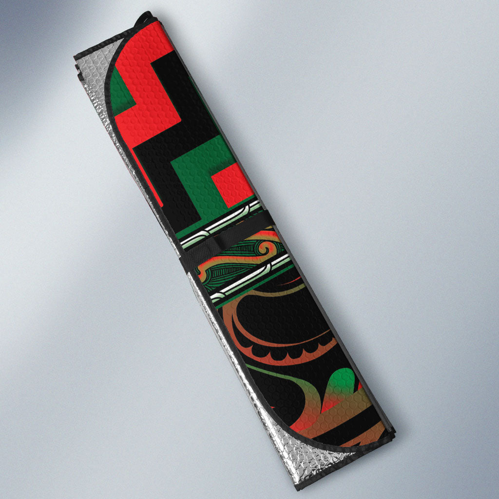 Aotearoa Ngai Tuhoe Auto Sun Shade Maori Iwi Poutama Puhoro Tattoo LT14 - Polynesian Pride