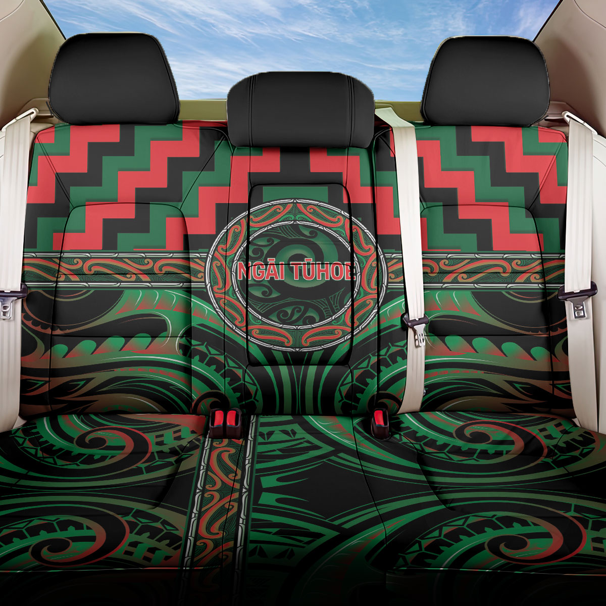 Aotearoa Ngai Tuhoe Back Car Seat Cover Maori Iwi Poutama Puhoro Tattoo LT14 One Size Green - Polynesian Pride