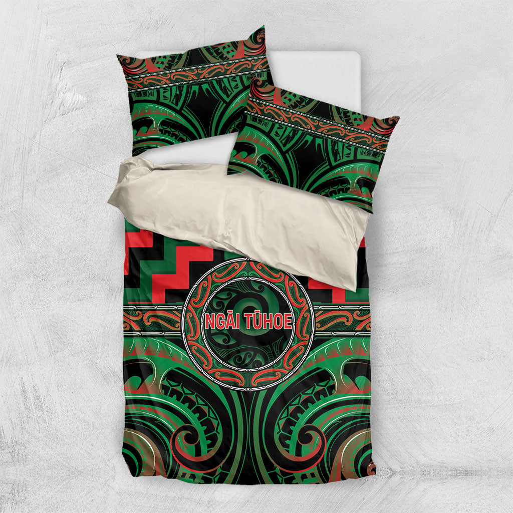 Aotearoa Ngai Tuhoe Bedding Set Maori Iwi Poutama Puhoro Tattoo LT14 US Twin 172cm x 218cm Green - Polynesian Pride
