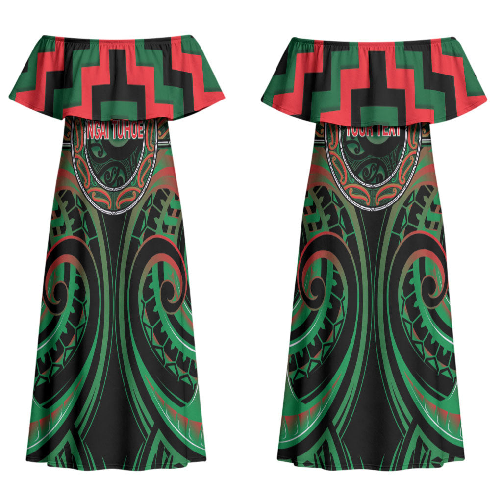 Aotearoa Ngai Tuhoe Personalised Couples Matching Off Shoulder Maxi Dress and Hawaiian Shirt Maori Iwi Poutama Puhoro Tattoo LT14 - Polynesian Pride