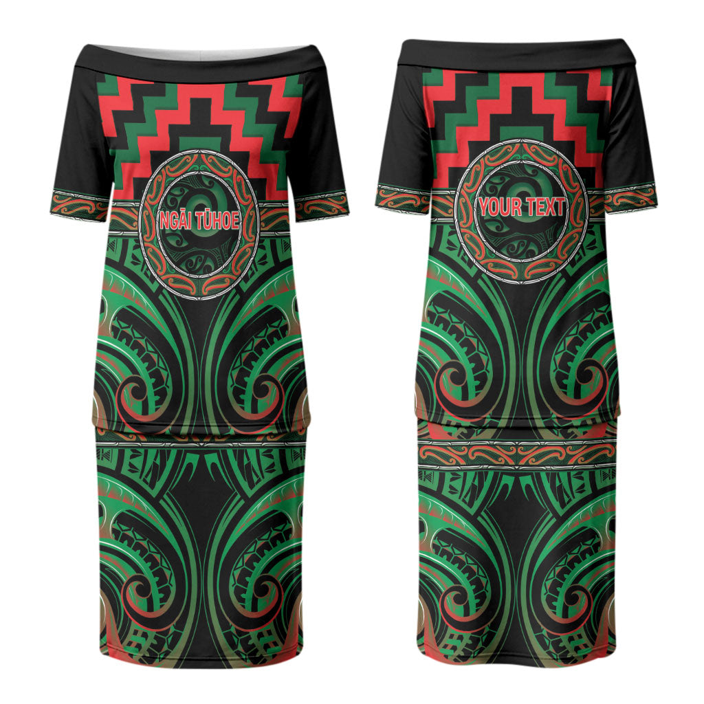 Aotearoa Ngai Tuhoe Personalised Couples Matching Puletasi and Long Sleeve Button Shirt Maori Iwi Poutama Puhoro Tattoo LT14 - Polynesian Pride