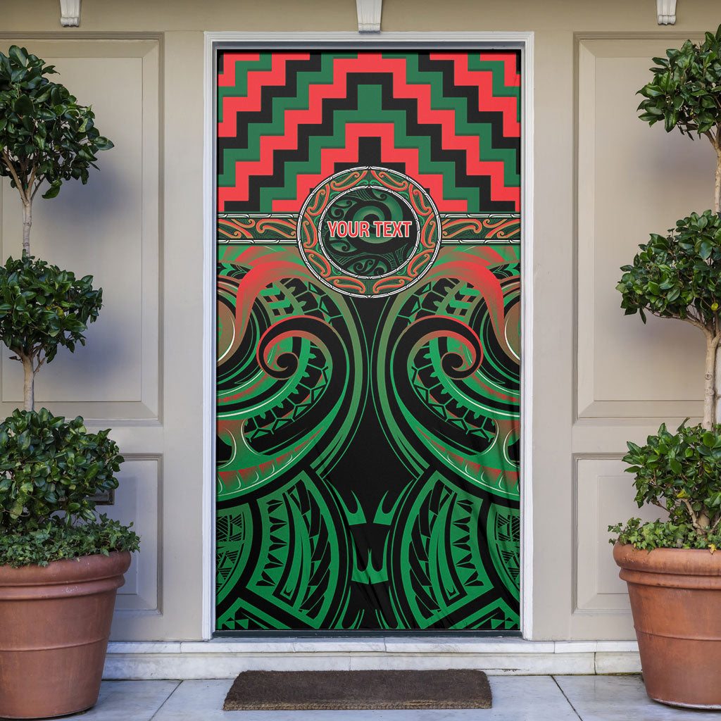 Aotearoa Ngai Tuhoe Personalised Door Cover Maori Iwi Poutama Puhoro Tattoo LT14 Green - Polynesian Pride