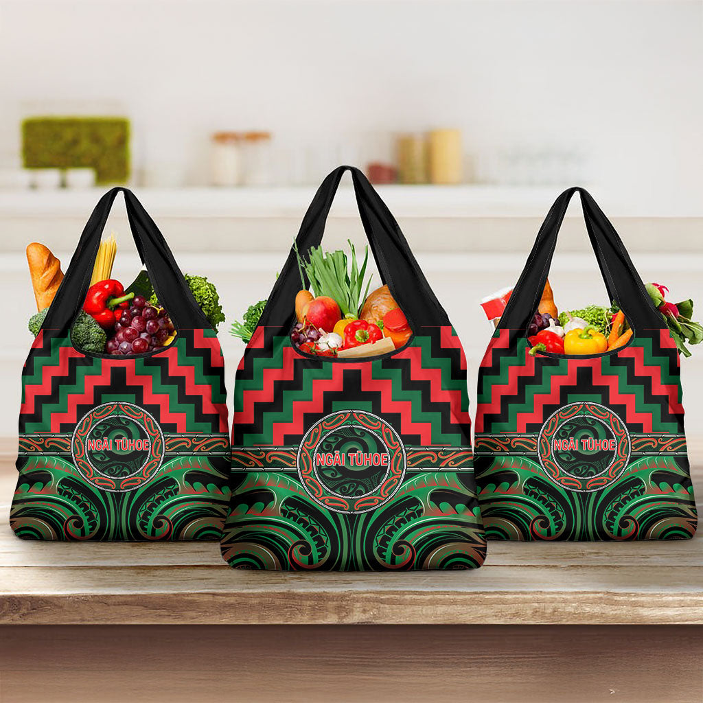 Aotearoa Ngai Tuhoe Grocery Bag Maori Iwi Poutama Puhoro Tattoo LT14 3-pack One Size Green - Polynesian Pride