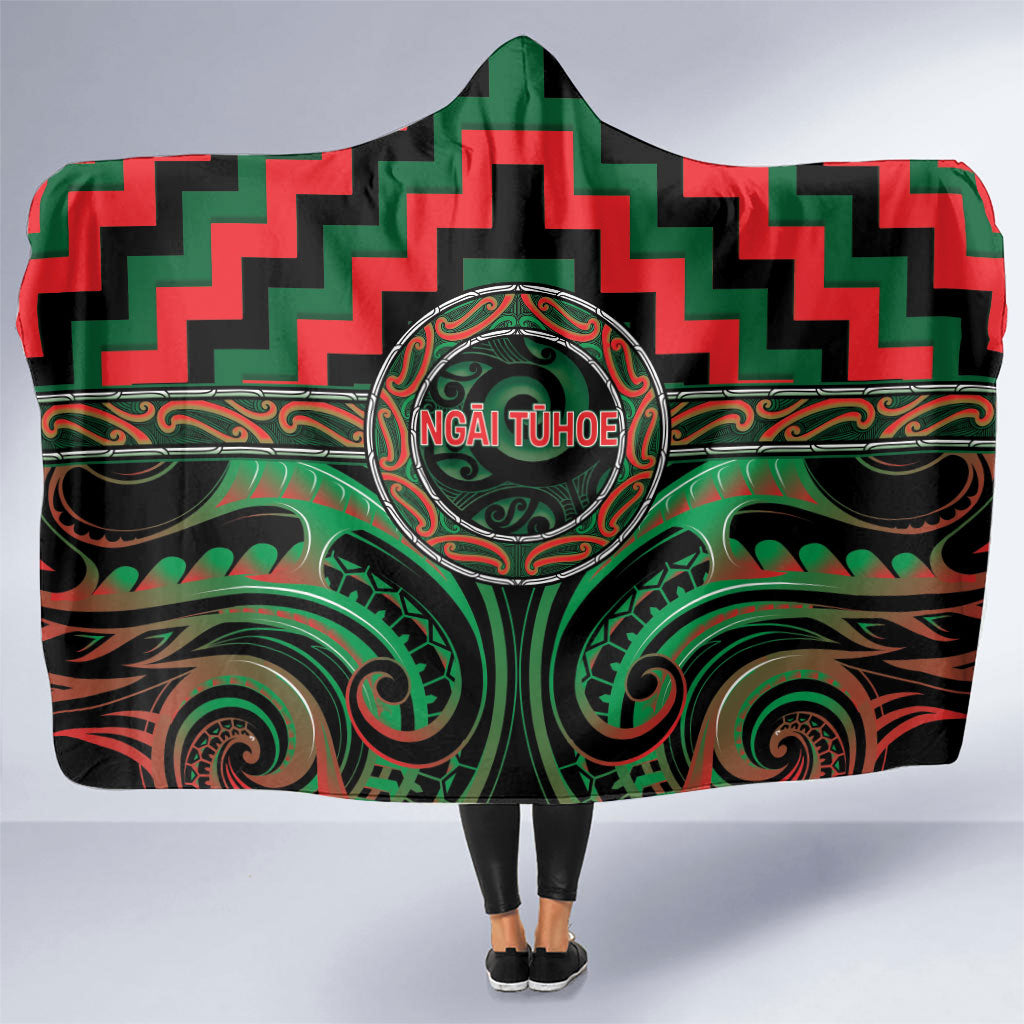 Aotearoa Ngai Tuhoe Hooded Blanket Maori Iwi Poutama Puhoro Tattoo LT14 One Size Green - Polynesian Pride