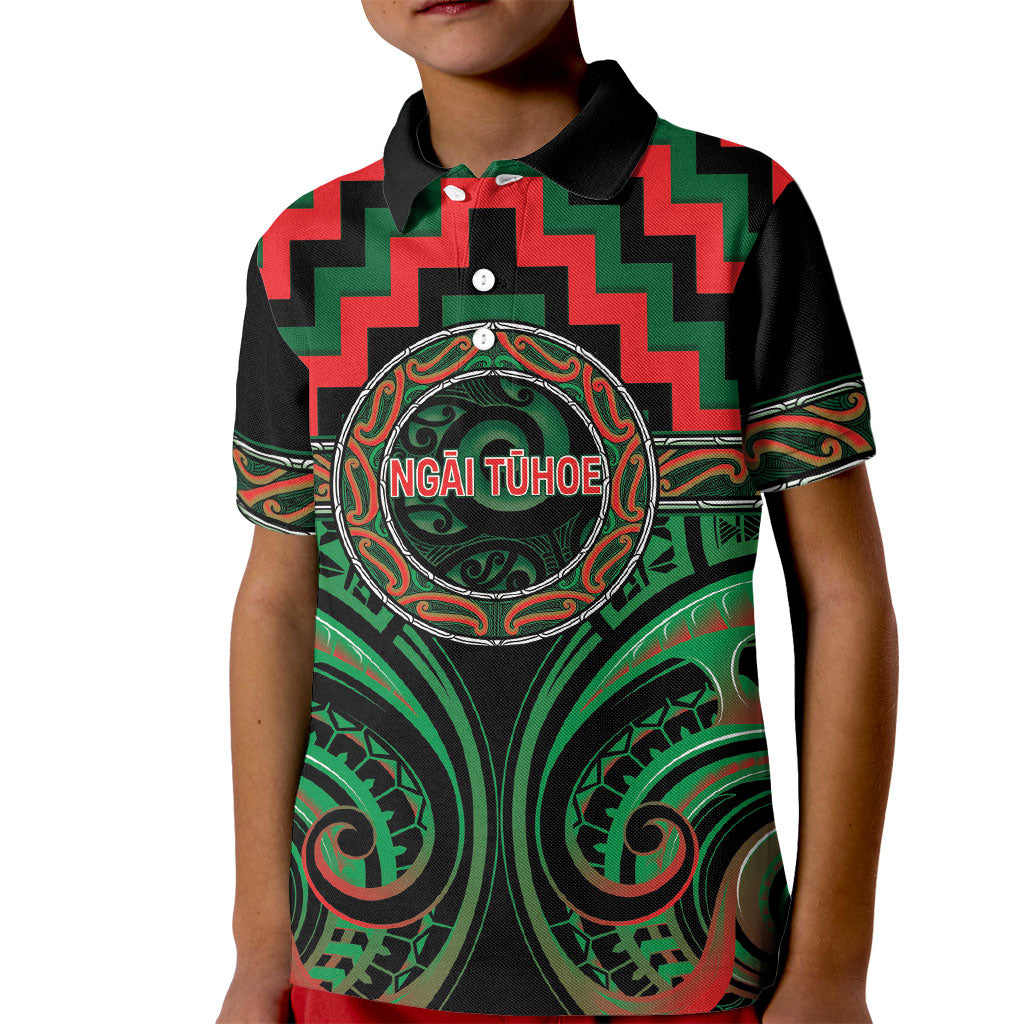 Aotearoa Ngai Tuhoe Personalised Kid Polo Shirt Maori Iwi Poutama Puhoro Tattoo LT14 Kid Green - Polynesian Pride