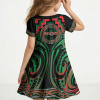 Aotearoa Ngai Tuhoe Personalised Kid Short Sleeve Dress Maori Iwi Poutama Puhoro Tattoo LT14 - Polynesian Pride