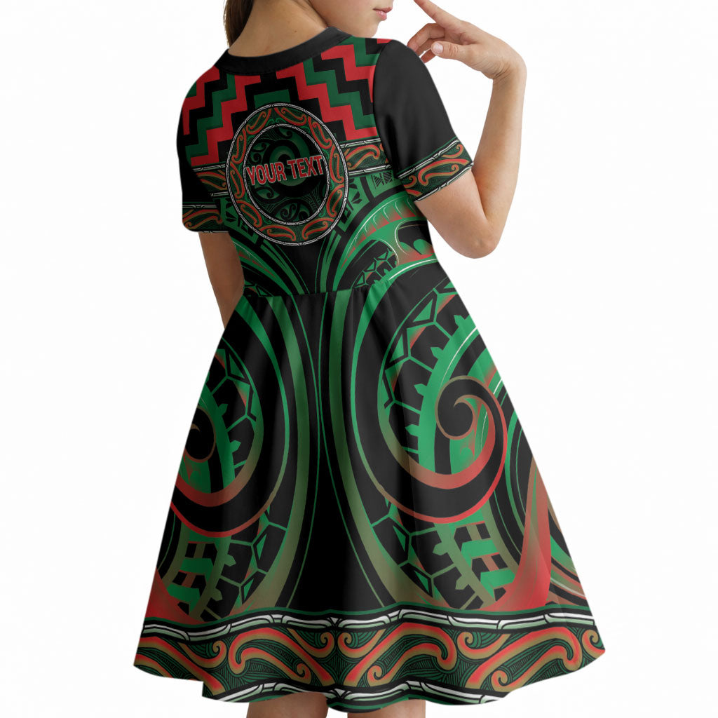 Aotearoa Ngai Tuhoe Personalised Kid Short Sleeve Dress Maori Iwi Poutama Puhoro Tattoo LT14 - Polynesian Pride