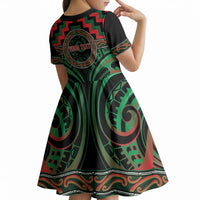 Aotearoa Ngai Tuhoe Personalised Kid Short Sleeve Dress Maori Iwi Poutama Puhoro Tattoo LT14 - Polynesian Pride