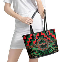 Aotearoa Ngai Tuhoe Leather Tote Bag Maori Iwi Poutama Puhoro Tattoo LT14 - Polynesian Pride