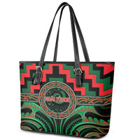 Aotearoa Ngai Tuhoe Leather Tote Bag Maori Iwi Poutama Puhoro Tattoo LT14 - Polynesian Pride