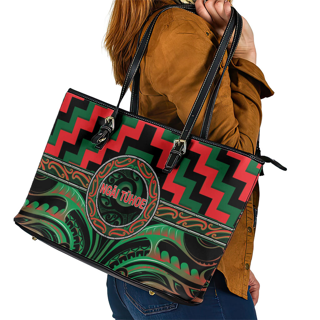 Aotearoa Ngai Tuhoe Leather Tote Bag Maori Iwi Poutama Puhoro Tattoo LT14 - Polynesian Pride