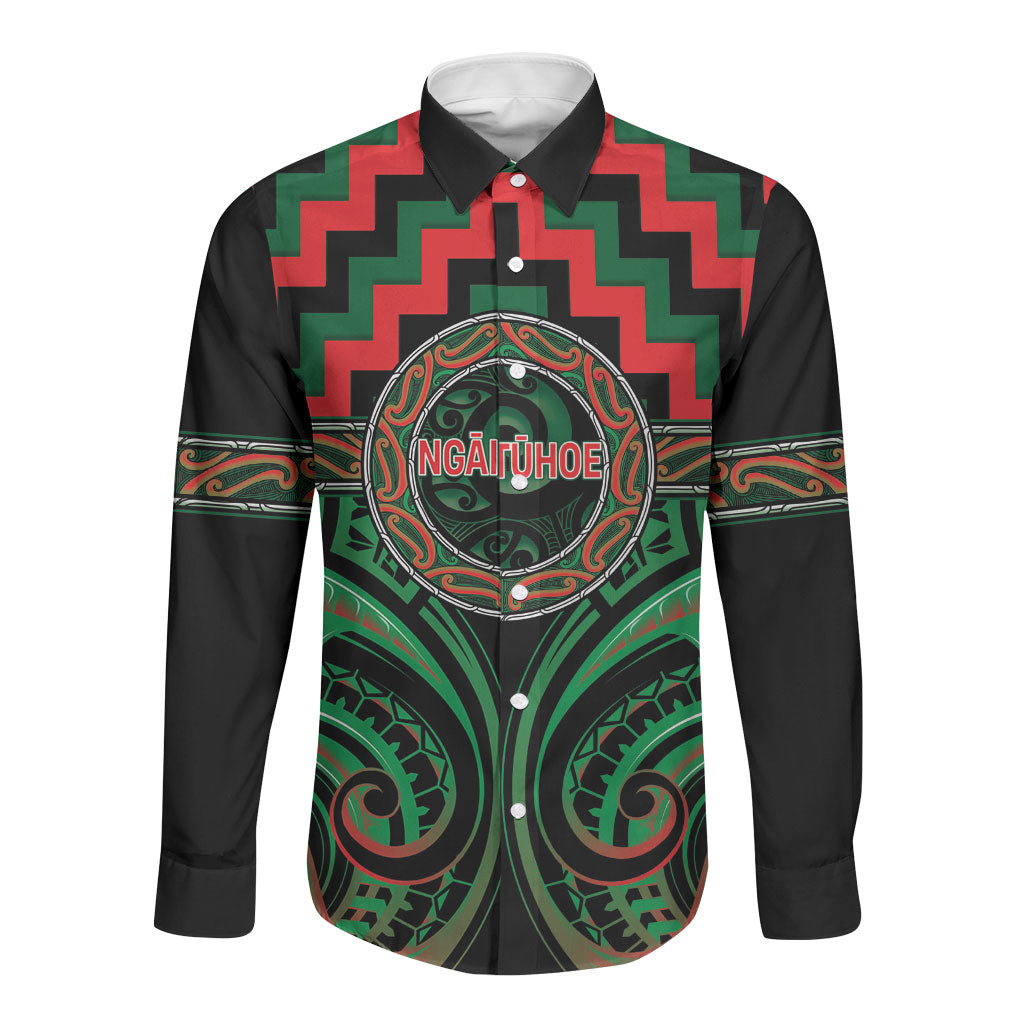 Aotearoa Ngai Tuhoe Personalised Long Sleeve Button Shirt Maori Iwi Poutama Puhoro Tattoo LT14 Unisex Green - Polynesian Pride