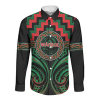 Aotearoa Ngai Tuhoe Personalised Long Sleeve Button Shirt Maori Iwi Poutama Puhoro Tattoo LT14 Unisex Green - Polynesian Pride