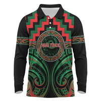 Aotearoa Ngai Tuhoe Personalised Long Sleeve Polo Shirt Maori Iwi Poutama Puhoro Tattoo LT14 Green - Polynesian Pride