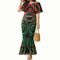 Aotearoa Ngai Tuhoe Personalised Mermaid Dress Maori Iwi Poutama Puhoro Tattoo LT14 Women Green - Polynesian Pride
