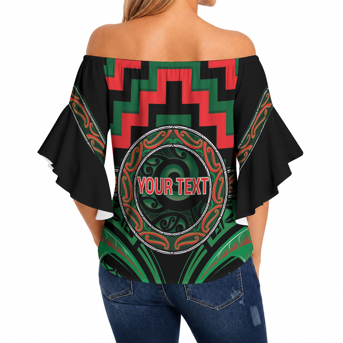 Aotearoa Ngai Tuhoe Personalised Off Shoulder Wrap Waist Top Maori Iwi Poutama Puhoro Tattoo LT14 - Polynesian Pride