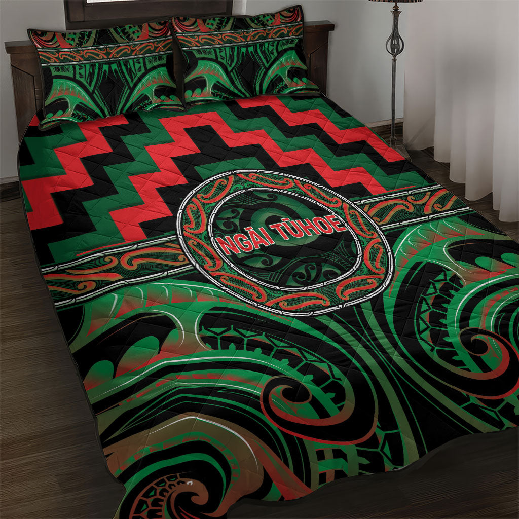 Aotearoa Ngai Tuhoe Quilt Bed Set Maori Iwi Poutama Puhoro Tattoo LT14 Green - Polynesian Pride